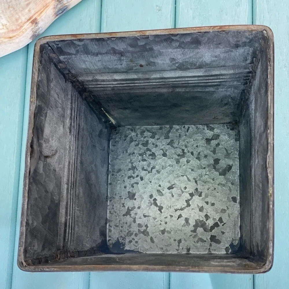 Galvanized Metal Container 5.5” square, 5.5” tall, 4” square bottom. - Picture 3 of 7